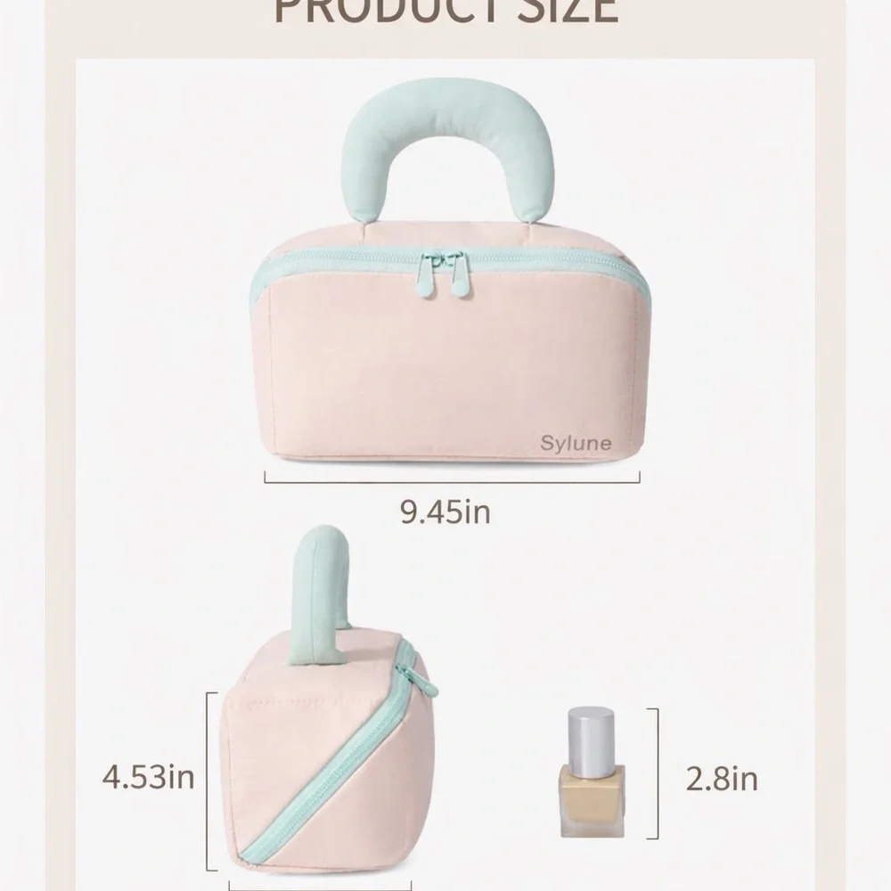 BRAND NEW Sylune Pink and Mint Travel Cosmetic Bag